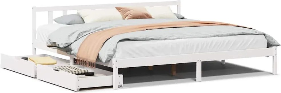 vidaXL fehér tömör fenyőfa ágy matrac nélkül 180 x 200 cm