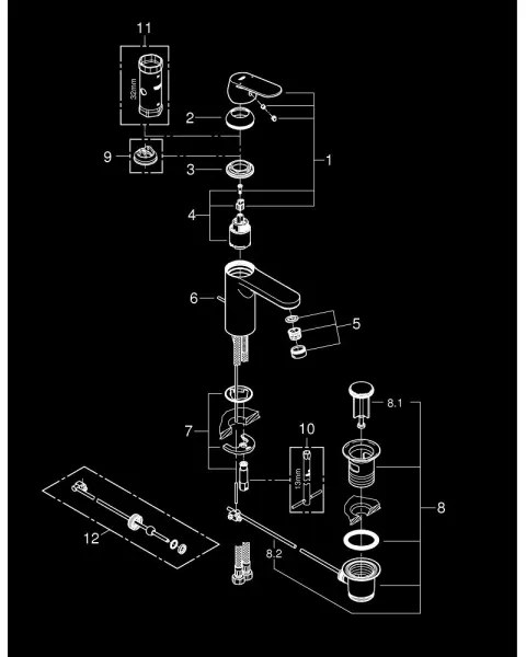 GROHE 23325000 - Mosdócsaptelep EUROSMART COSMOPOLITAN M méret króm