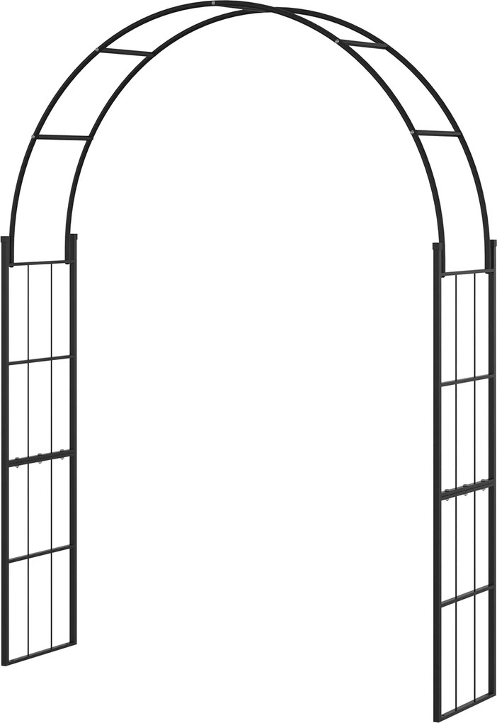 Outsunny Kerti Ív Mászó Növényekhez, Fém Kerti Ív Dekorációhoz és Eseményekhez, 157x40x223cm, Fekete | Aosom