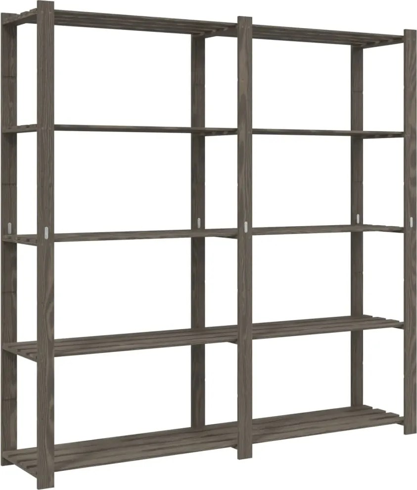 vidaXL 5 szintes szürke tömör fenyőfa tárolóállvány 170x38x170 cm