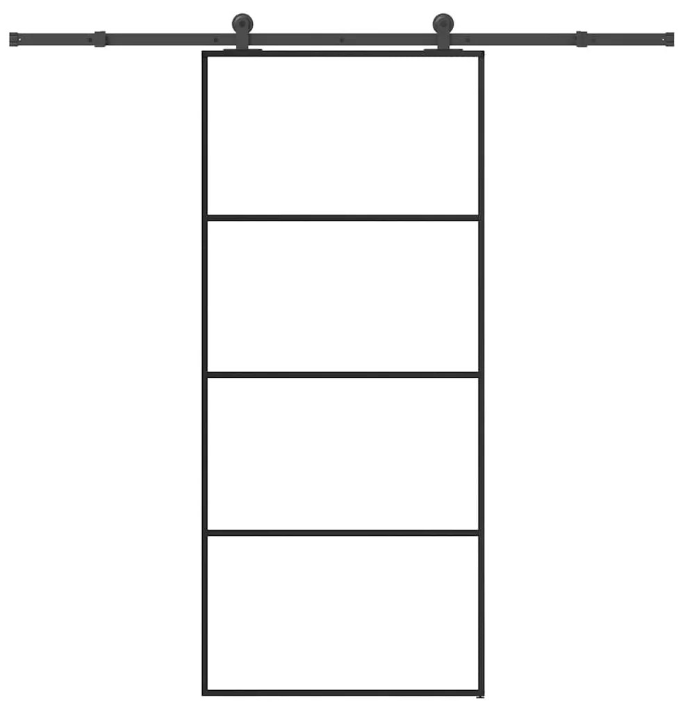 ESG üveg és alumínium tolóajtó fémszerelvény-szettel 90x205 cm