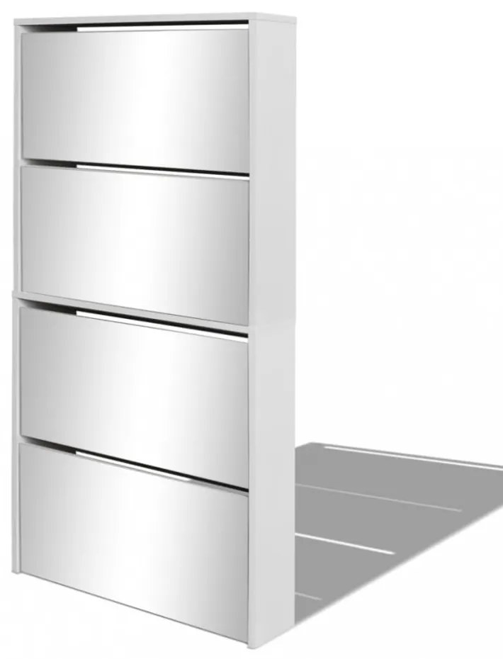 fehér 4 szintes tükrös cipőszekrény 63 x 17 x 134 cm