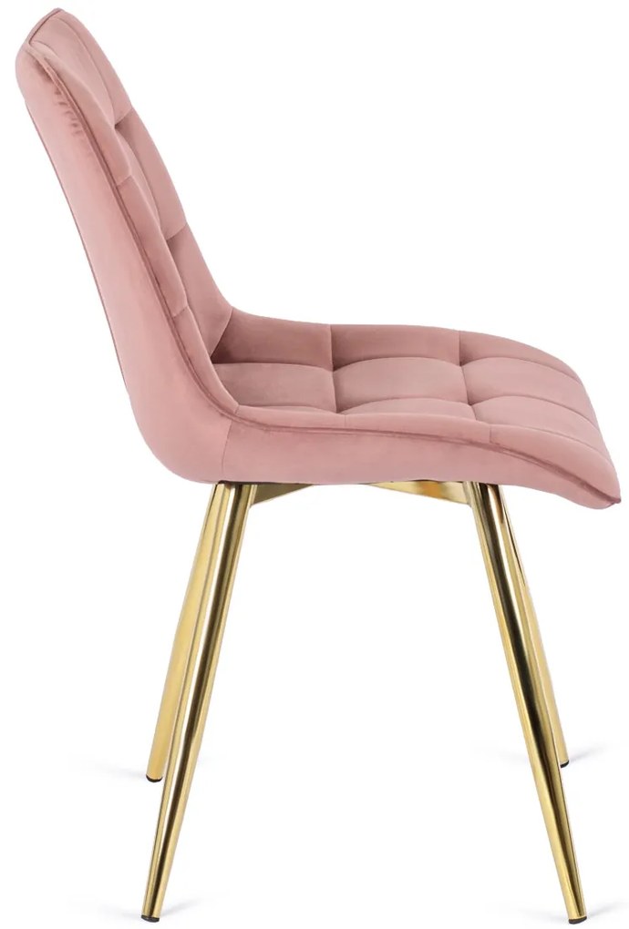 Rózsaszín Bársony Étkezőszék Arany Lábbal. CARO