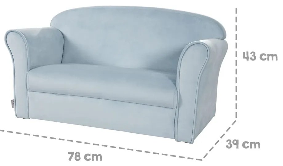 Világoskék bársony gyerek kanapé 78 cm Lil Sofa – Roba