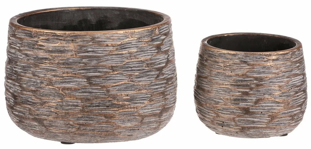 Rýha beton virágtartó készlete, 2 db, szürke, magasság 12 cm