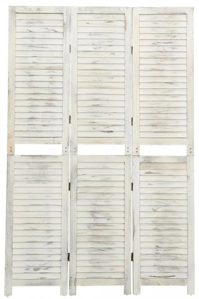 3 paneles antik fehér fa paraván 105 x 165 cm