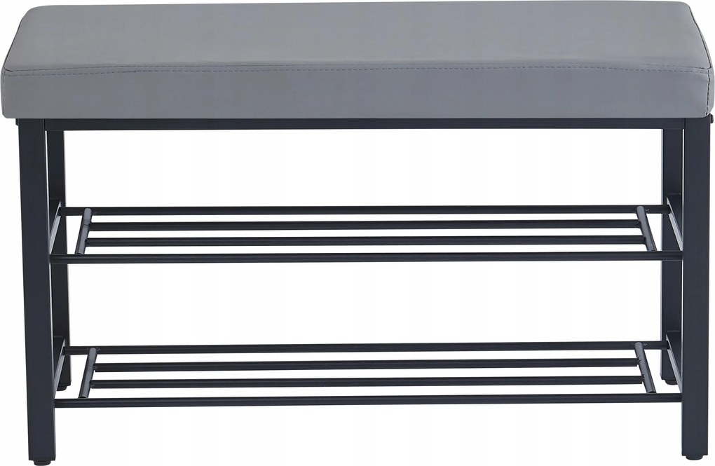 Előszobai Pad Kárpitozott Cipőspolc Loft Ökobőr Szürke 79 cm