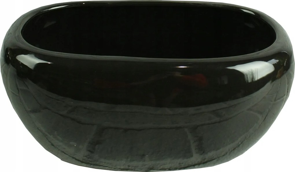 Kerámia kaspó fedő fekete ovális nagy