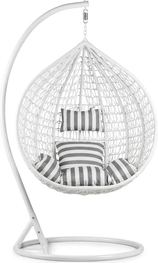 Fehér függőszék KOKON állvánnyal, fehér-szürke párna