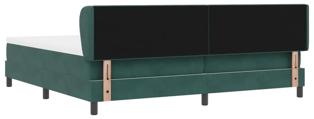 Boxspring Ágy Matrac Középsötét Zöld 200x200 cm Bársony