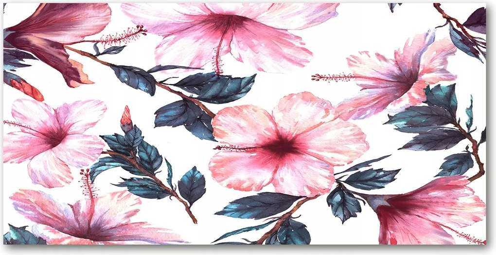 Konyhai panel Hibiszkusz virágok 100x50 cm Ragasztó