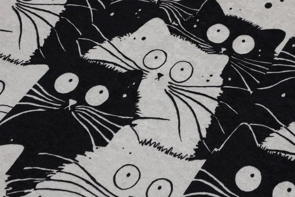 Fekete-szürke fürdőszobai kilépő szett 2 db-os 60x100 cm White Cats – Foutastic