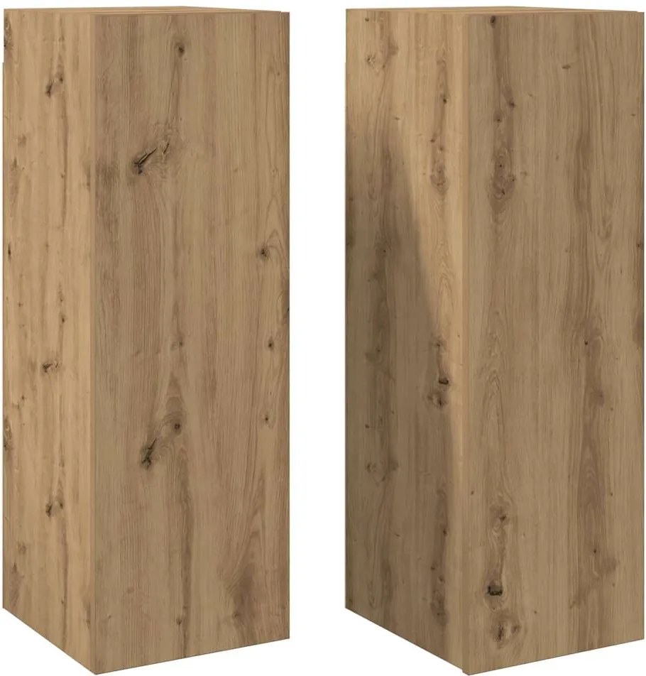 vidaXL 2 db kézműves tölgy színű szerelt fa TV-szekrény 30,5x30x90 cm