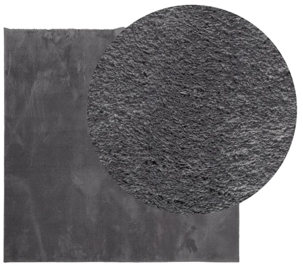 HUARTE antracit rövid szálú puha és mosható szőnyeg 120x120 cm
