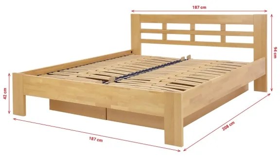 Franciaágy tömör fából tárolóhellyel ANGELA 180x200 cm bükk