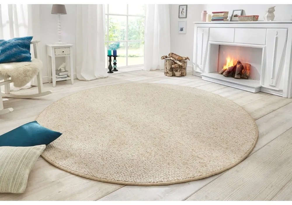 Krémszínű kerek szőnyeg ø 133 cm Wolly – BT Carpet