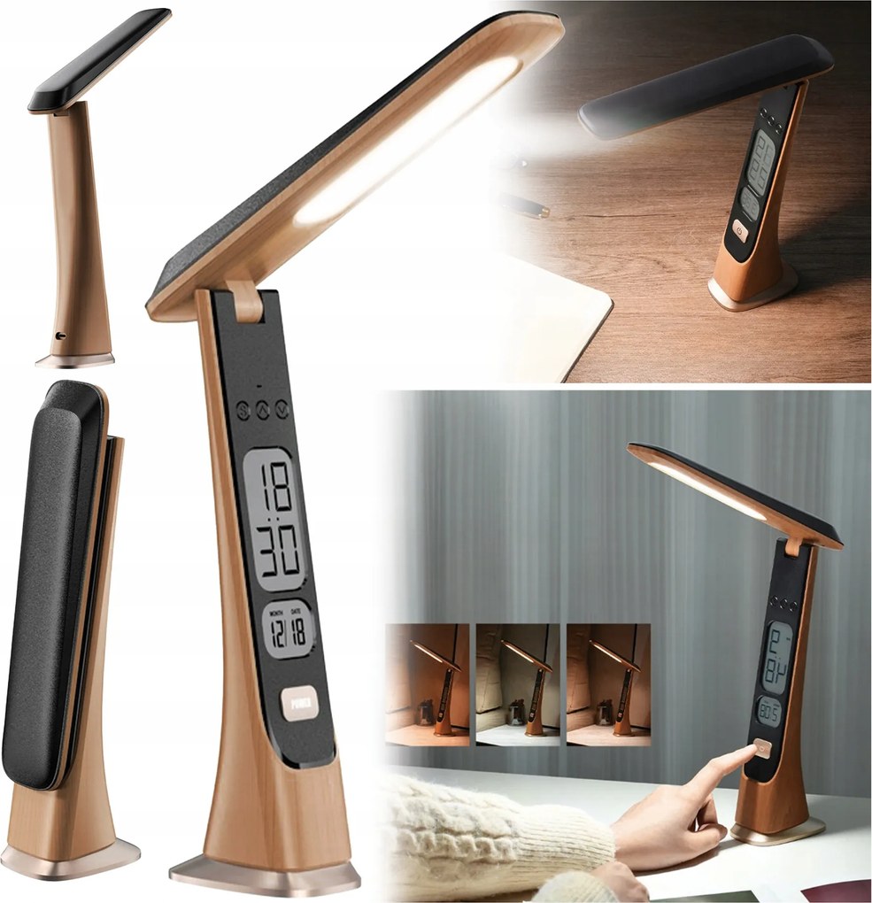 Led-es Iskolai Éjjeli Asztali Lámpa Dátum 6in1 Óra Kijelzővel