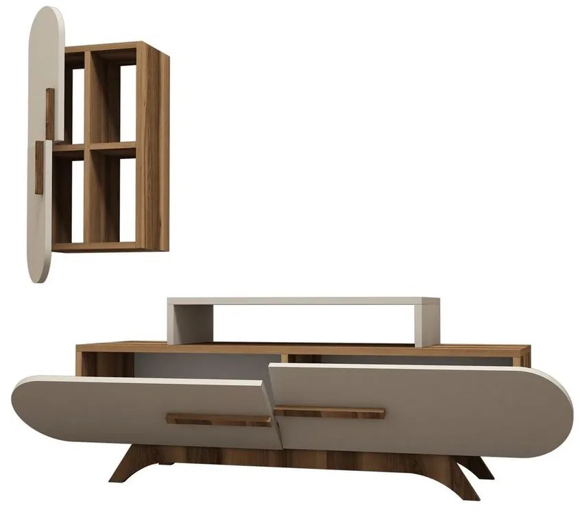 TV szekrény Rose S - Walnut, Cream