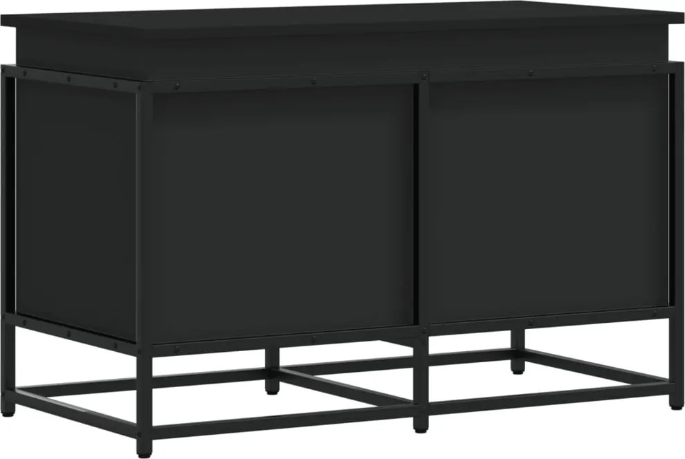 vidaXL fekete szerelt fa tárolóláda fedéllel 80 x 40 x 51,5 cm