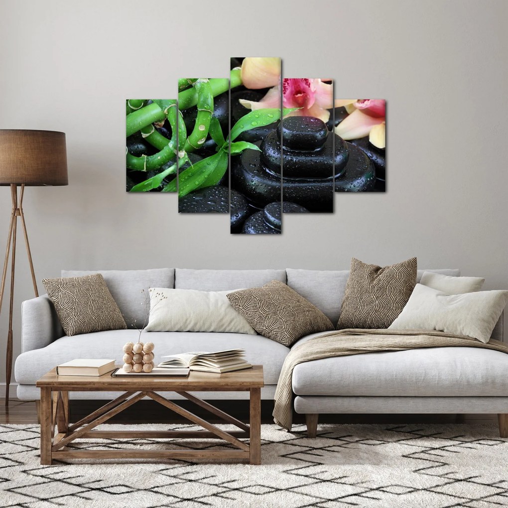 Kép - Kövek és orchideák (150x105 cm)