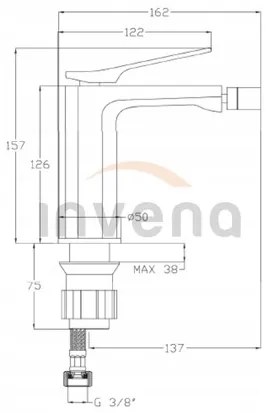 Invena Neri, szabadon álló bidé csaptelep, fekete matt, BB-01-004-L