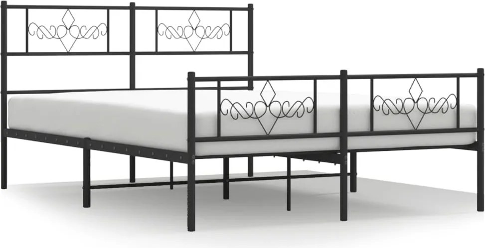 vidaXL fekete fém ágykeret fej- és lábtámlával 140 x 190 cm