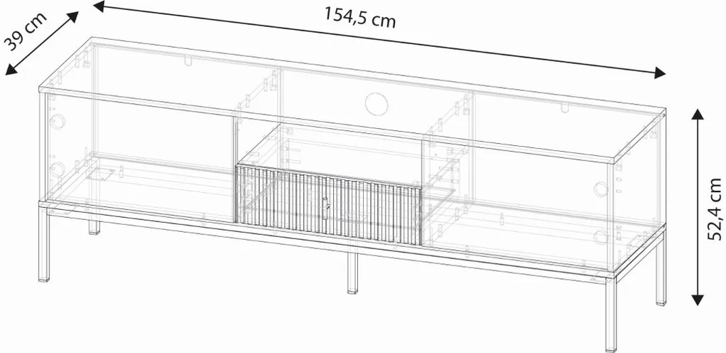 Komód 2 ajtóval és 1 fiókkal, kasmír színben, arany fogantyúkkal MAGGIORE