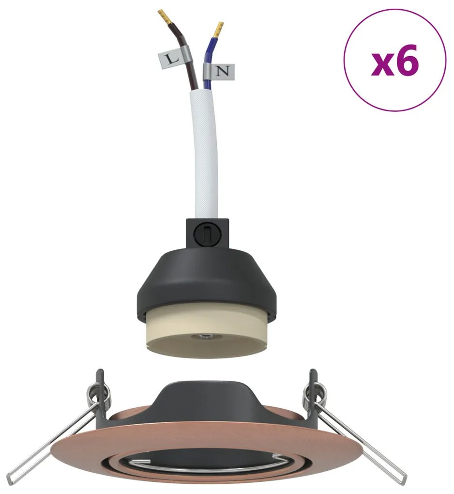 Beépített Spotlámpák 6 db Kör GU10 Réz Ø90 mm Acél