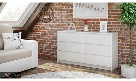 6 fiókos komód 140 cm fehér