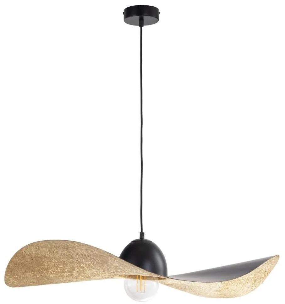 Csillár zsinóron KAPELLO 1xE27/60W/230V átm. 76 cm fekete/arany