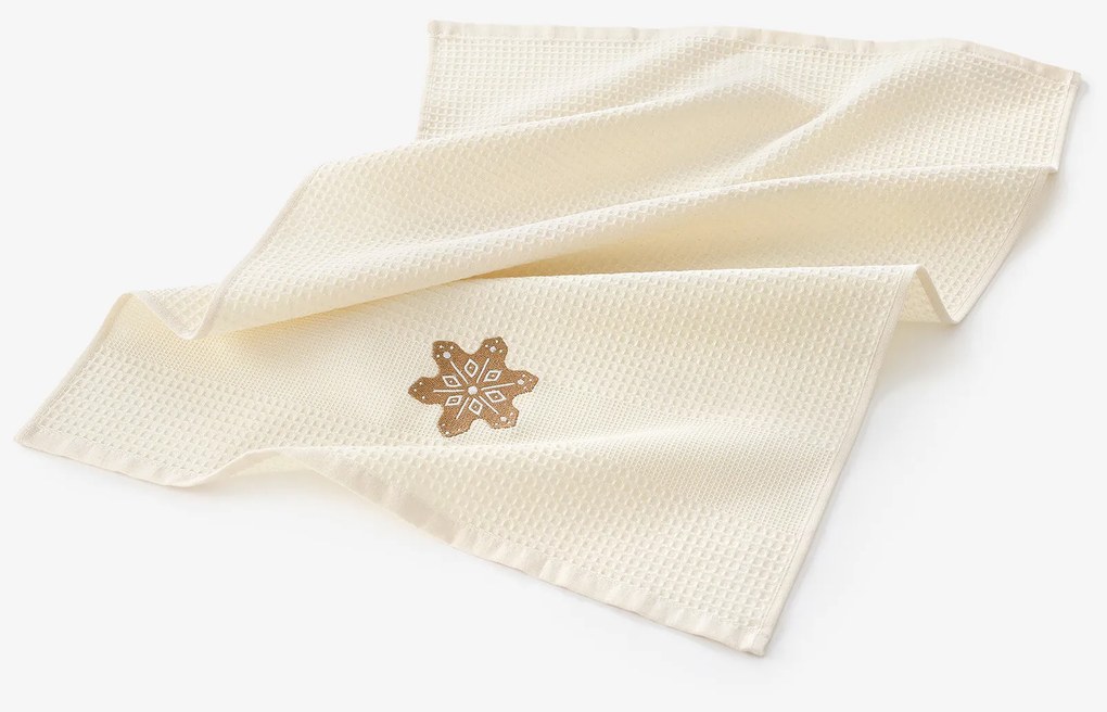 Goldea hímzett waffle konyharuha - krémalapú mézeskalács 50 x 70 cm