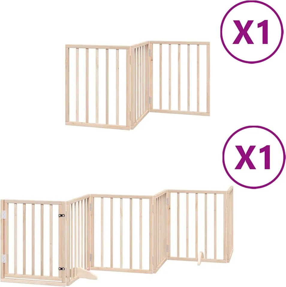 vidaXL nyárfa 9 paneles összecsukható kutyakapu ajtóval 450 cm
