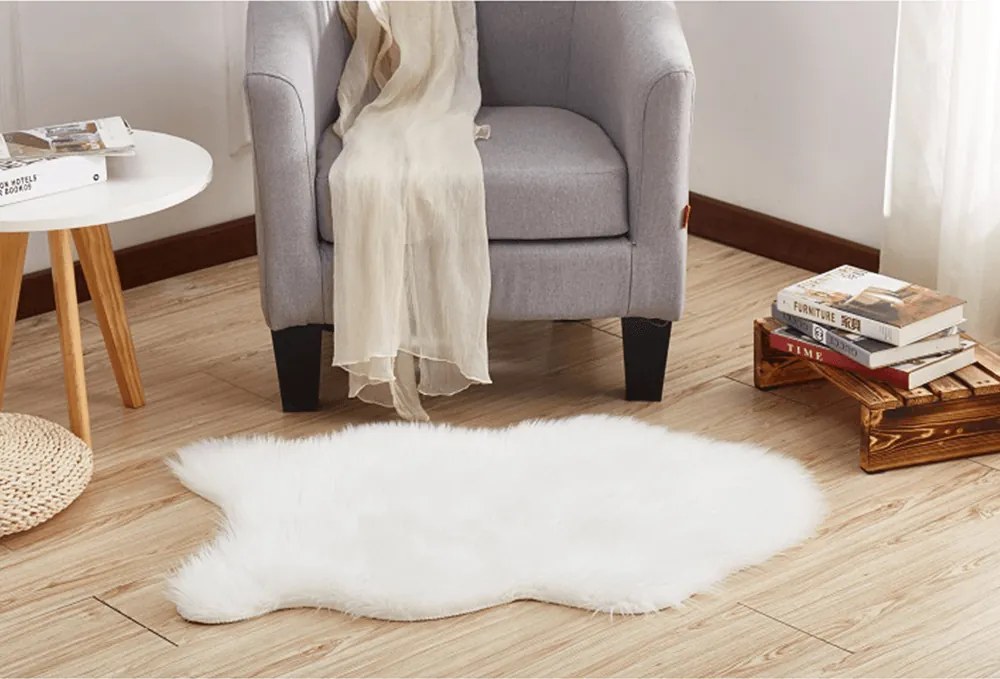 Műszőrme, fehér, 60x90, EBONY TYP 1