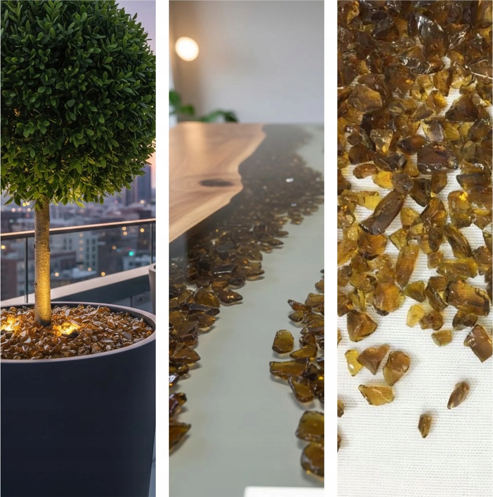 Barna Üveg Kerti Dekorációs Gríz 1-2CM Gabion Kő 2KG