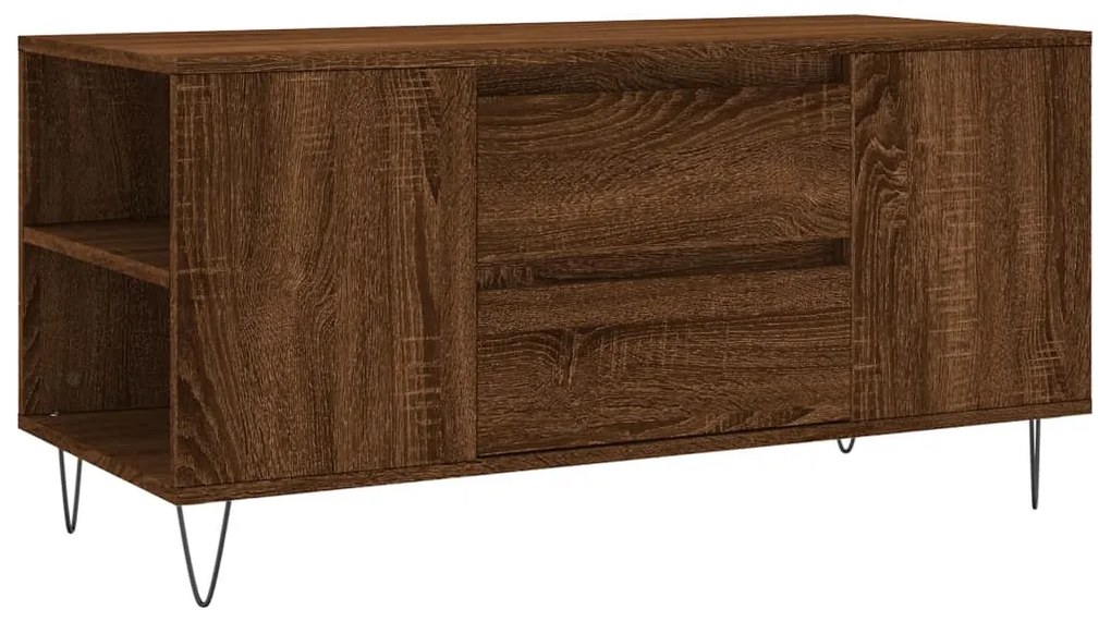 Barna tölgyszínű szerelt fa dohányzóasztal 102 x 44,5 x 50 cm
