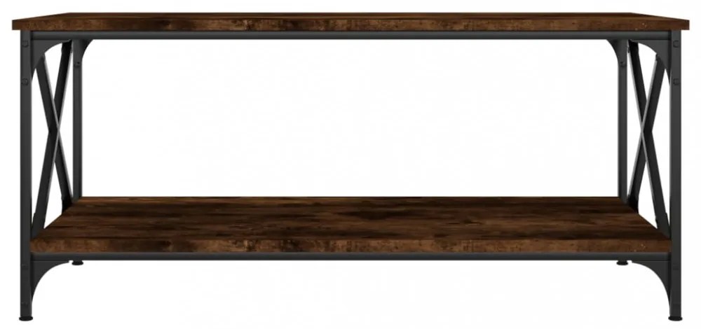 füstös tölgy szerelt fa és vas dohányzóasztal 100 x 50 x 45 cm