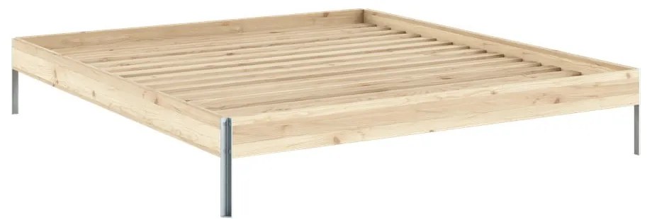 Natúr színű borovi fenyő franciaágy ágyráccsal 180x200 cm Core – Karup Design