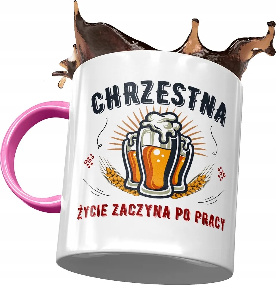 Rózsaszín Bögre Keresztelőre Születésnapra Ajándék Nyomtatott Fotóval