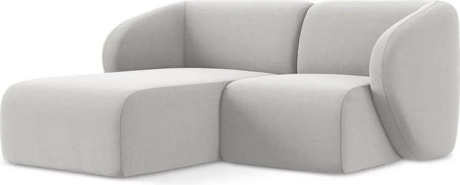 Világosszürke bársony sarokkanapé (bal oldali-heverő résszel) Lani – Makamii