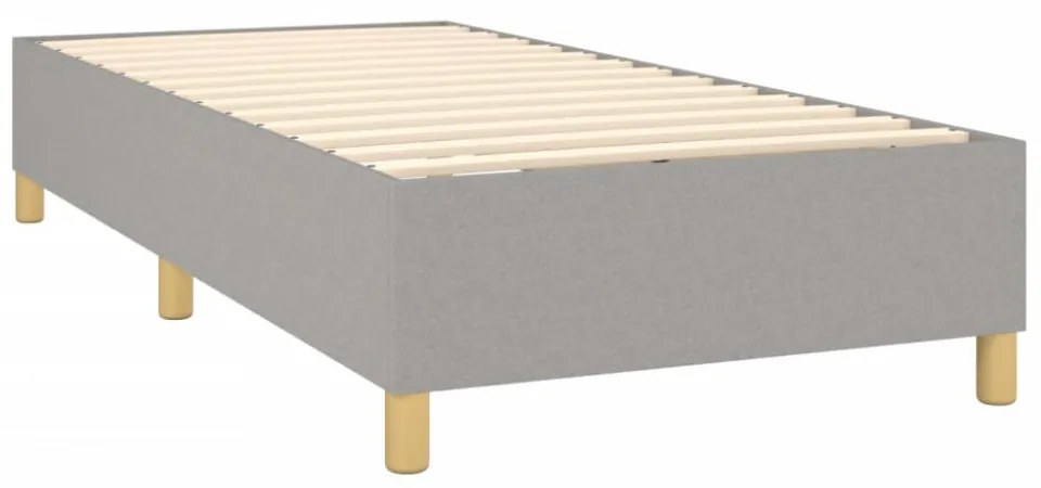 világosszürke szövet rugós és LED-es ágy matraccal 80 x 200 cm
