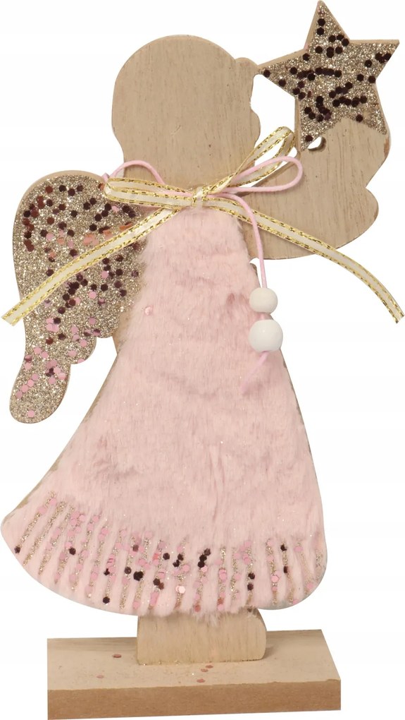Fa angyal szőrmével Mérete 10x4cm