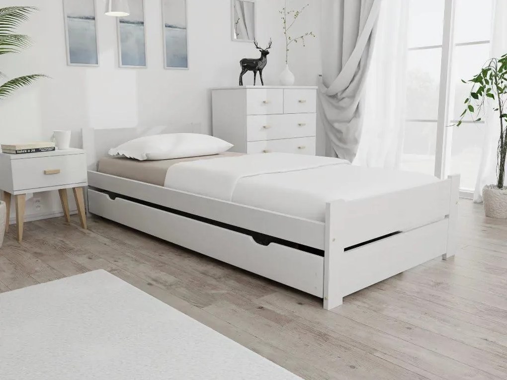 Ágy IKAROS DOUBLE 80 x 200 cm, fehér Ágyrács: Lamellás ágyrács, Matrac: Matrac nélkül