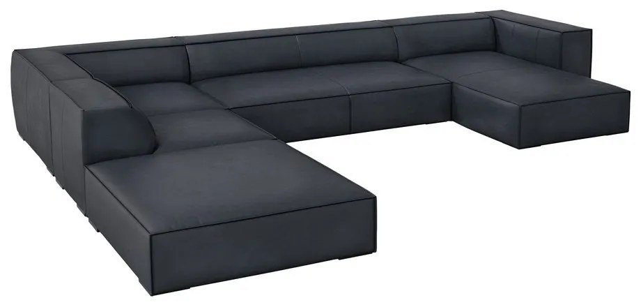 Sötétkék bőr sarokkanapé (bal oldali) Madame – Windsor & Co Sofas