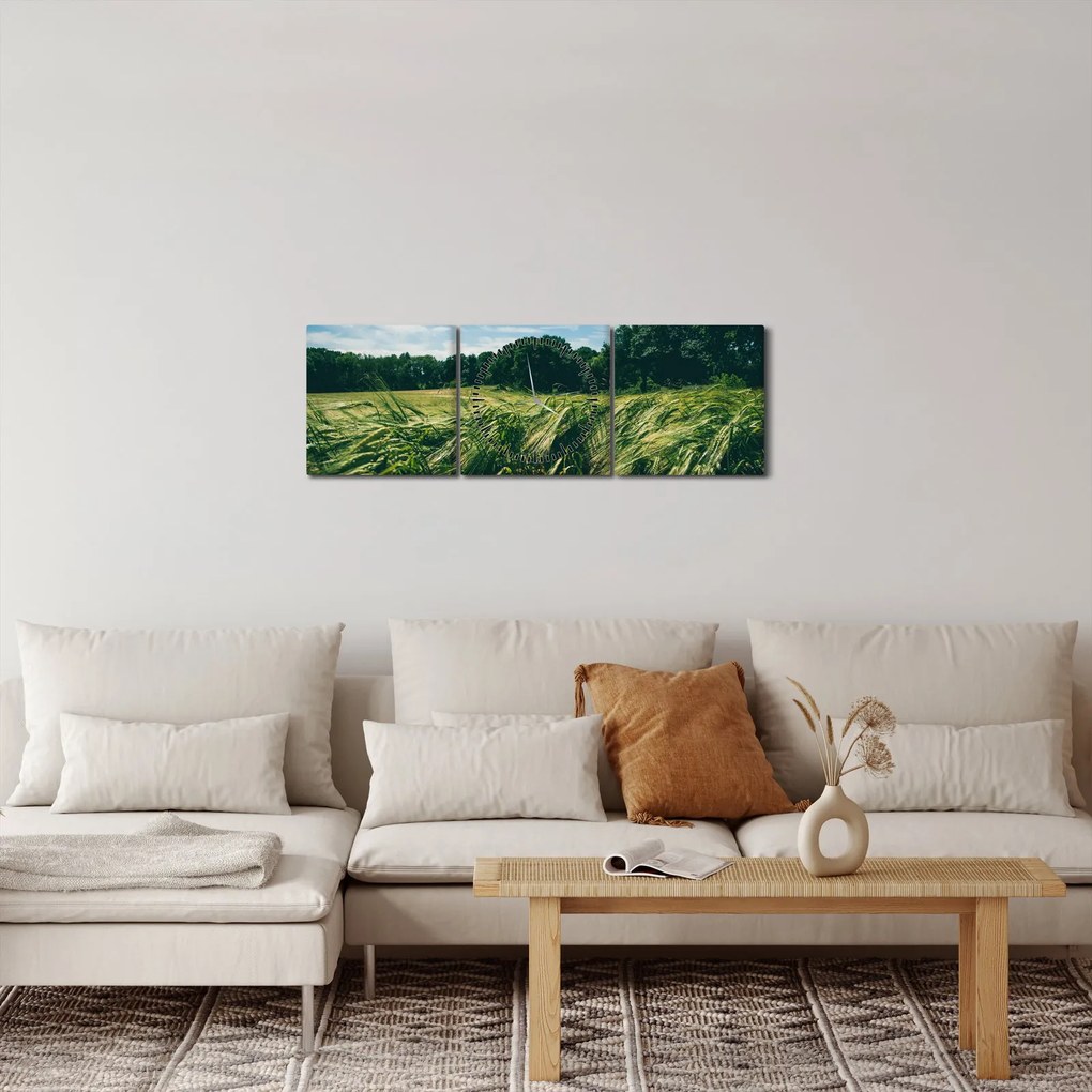 Rét és az erdő képe (órával) (90x30 cm)