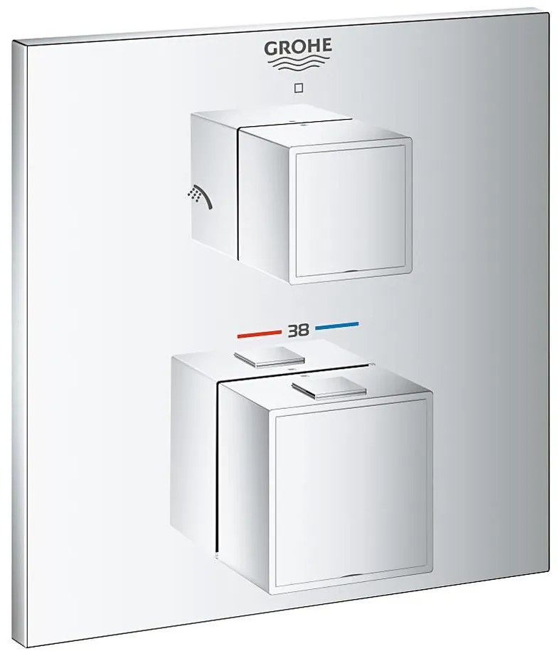 GROHE 24154000 - GROHTHERM CUBE termosztátos csaptelep, fényes króm