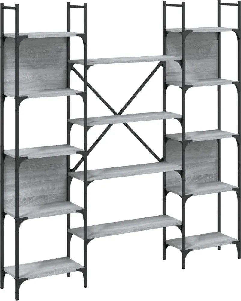 vidaXL szürke sonoma színű szerelt fa könyvespolc 155,5x24x166,5 cm