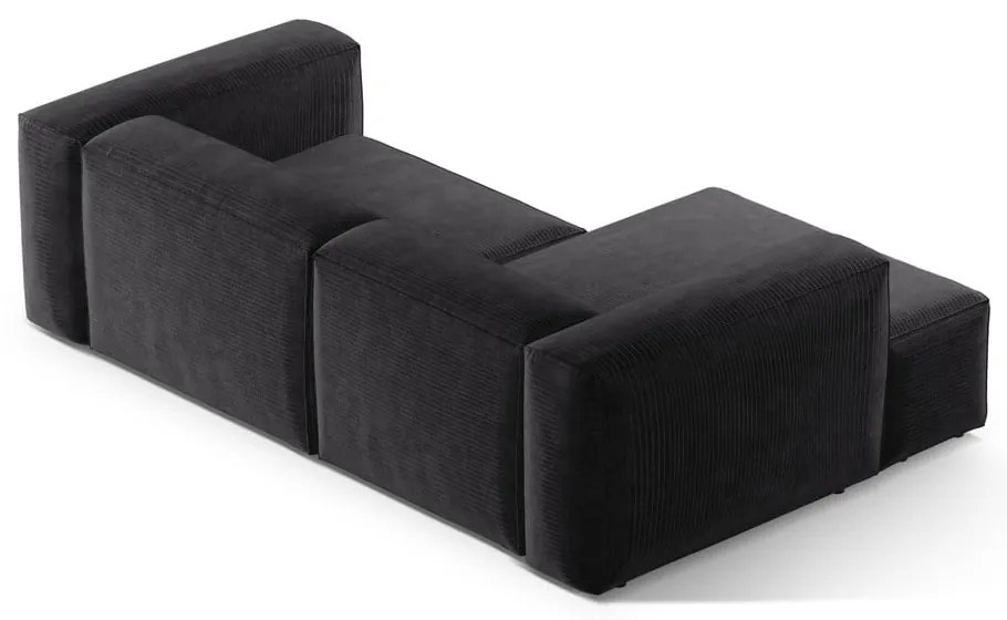 Sötétszürke kordbársony sarokkanapé (bal oldali-heverő résszel) Bergamo – Cosmopolitan Design