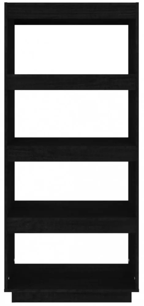 fekete tömör fenyőfa könyvszekrény/térelválasztó 60x35x135 cm