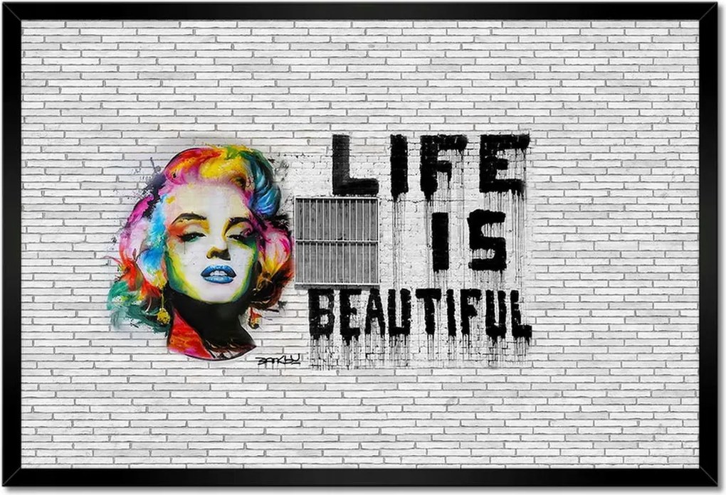 Poszterek keretben 60x40 Banksy Life is beautiful