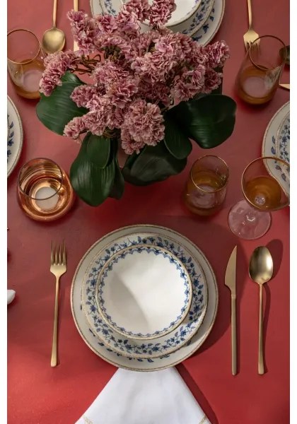 18 részes étkészlet fehér/kék/porcelán